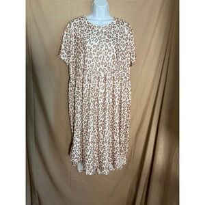 Unbranded Babydoll Dress Womens 2XL White Tan Excellent Leopard Animal Print